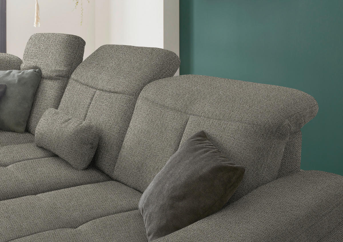 ECKSOFA in Flachgewebe Braun, Grün  - Wildeiche/Braun, Natur, Holz/Textil (243/301cm) - Voleo
