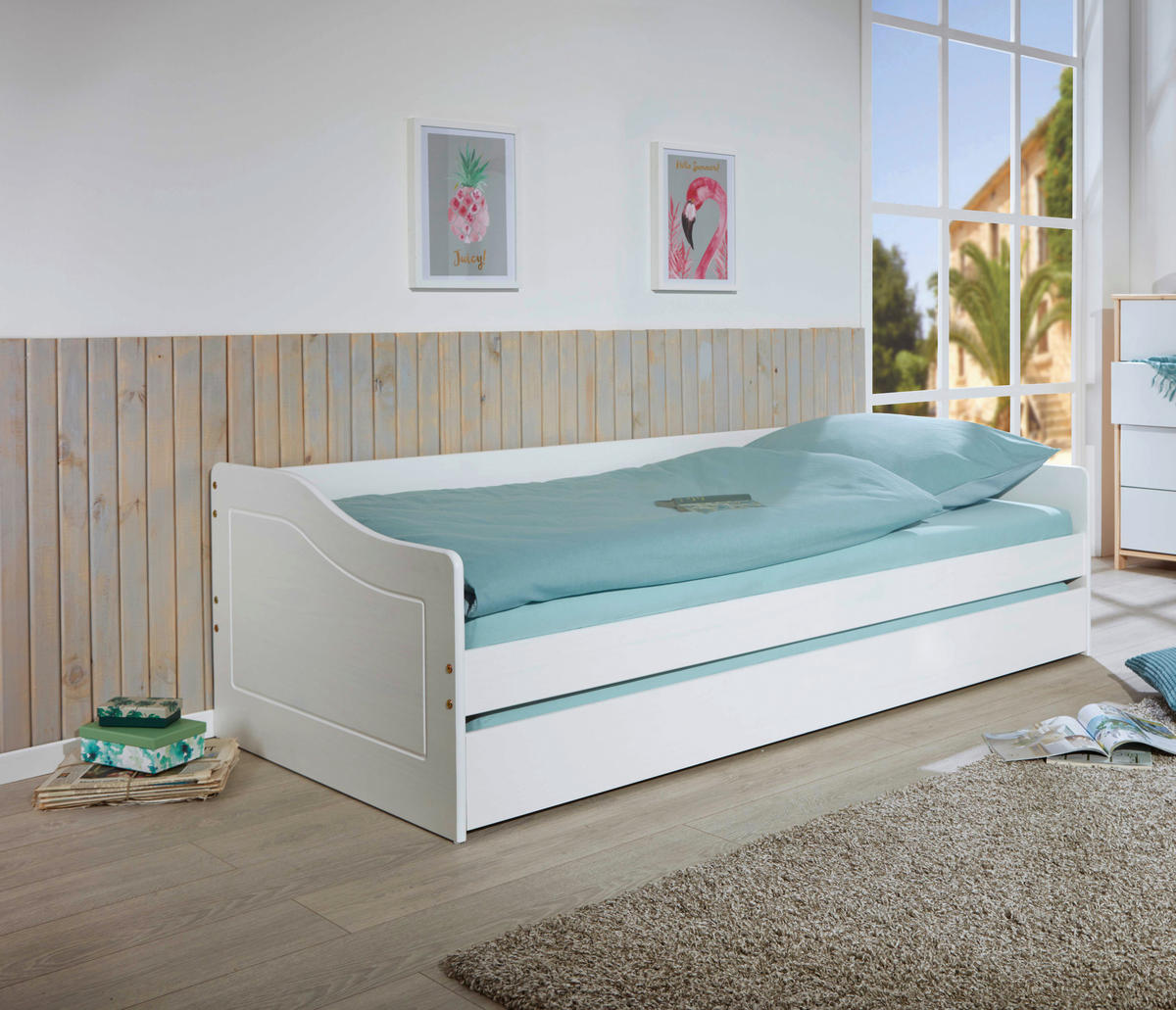 AUSZIEHBETT 90/190 cm Weiss  - Weiss/Naturfarben, Modern, Holz (90/190cm) - MID.YOU