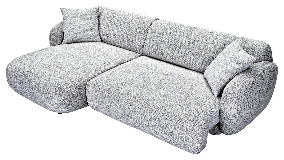 ECKSOFA Schwarz, Weiß Flachgewebe Zierkissen, Rücken echt, Sitztiefenverstellung  - Schwarz/Weiß, MODERN, Kunststoff/Textil (162/275cm) - Carryhome