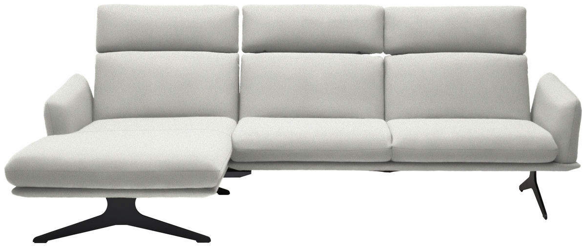 ECKSOFA in Flachgewebe Weiß  152/259 cm  - Schwarz/Weiß, Design, Textil/Metall (152/259cm) - Dieter Knoll