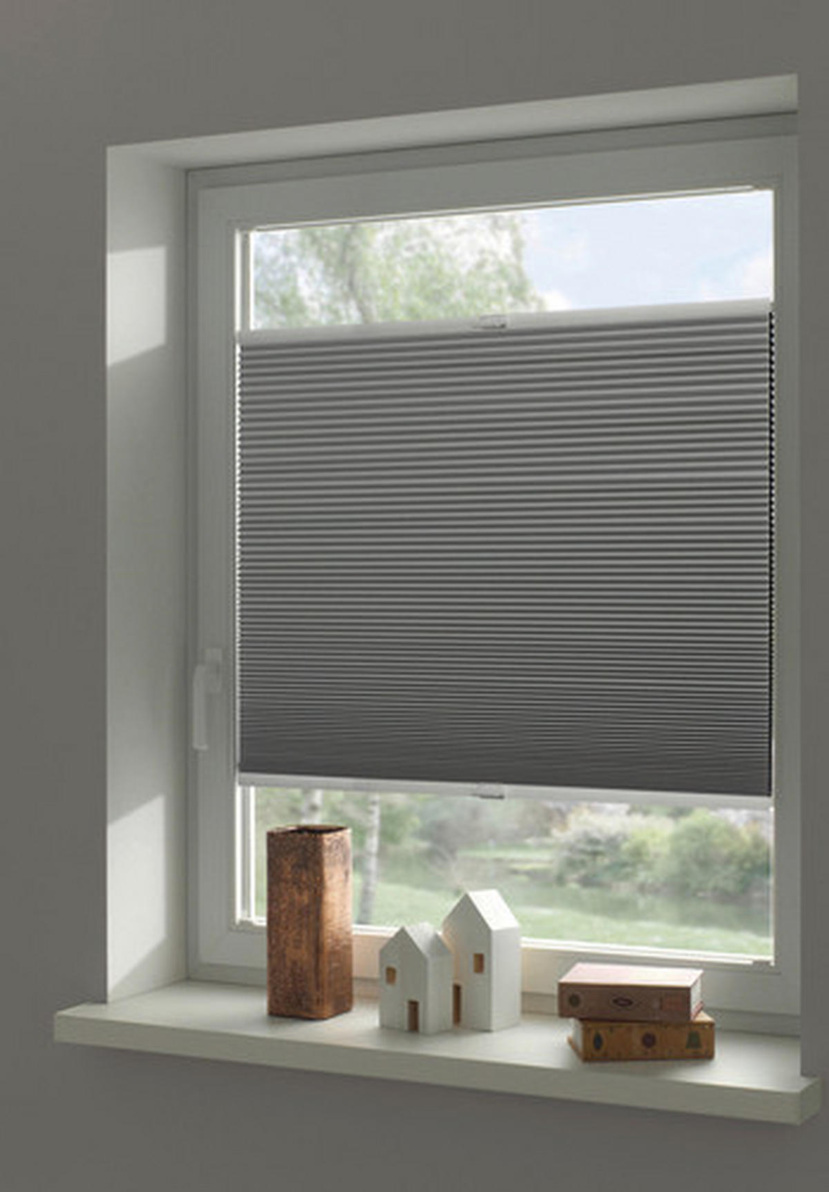 WABENPLISSEE  black-out (lichtundurchlässig)  60/130 cm    - Grau, Basics, Textil (60/130cm) - Schöner Wohnen