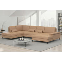 SEDACÍ SOUPRAVA, kůže, cappuccino - černá/cappuccino, Basics, kov/textil (223/363/176cm) - Sit & More