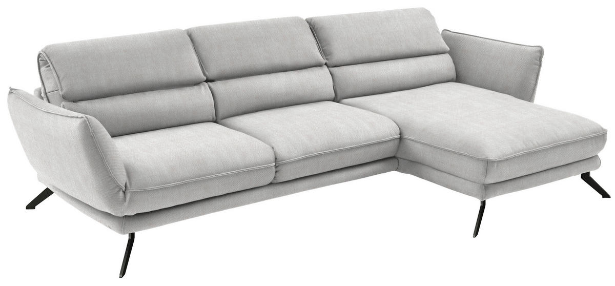 ECKSOFA in Velours Creme  - Creme/Schwarz, Design, Textil/Metall (283/153cm) - Valdera