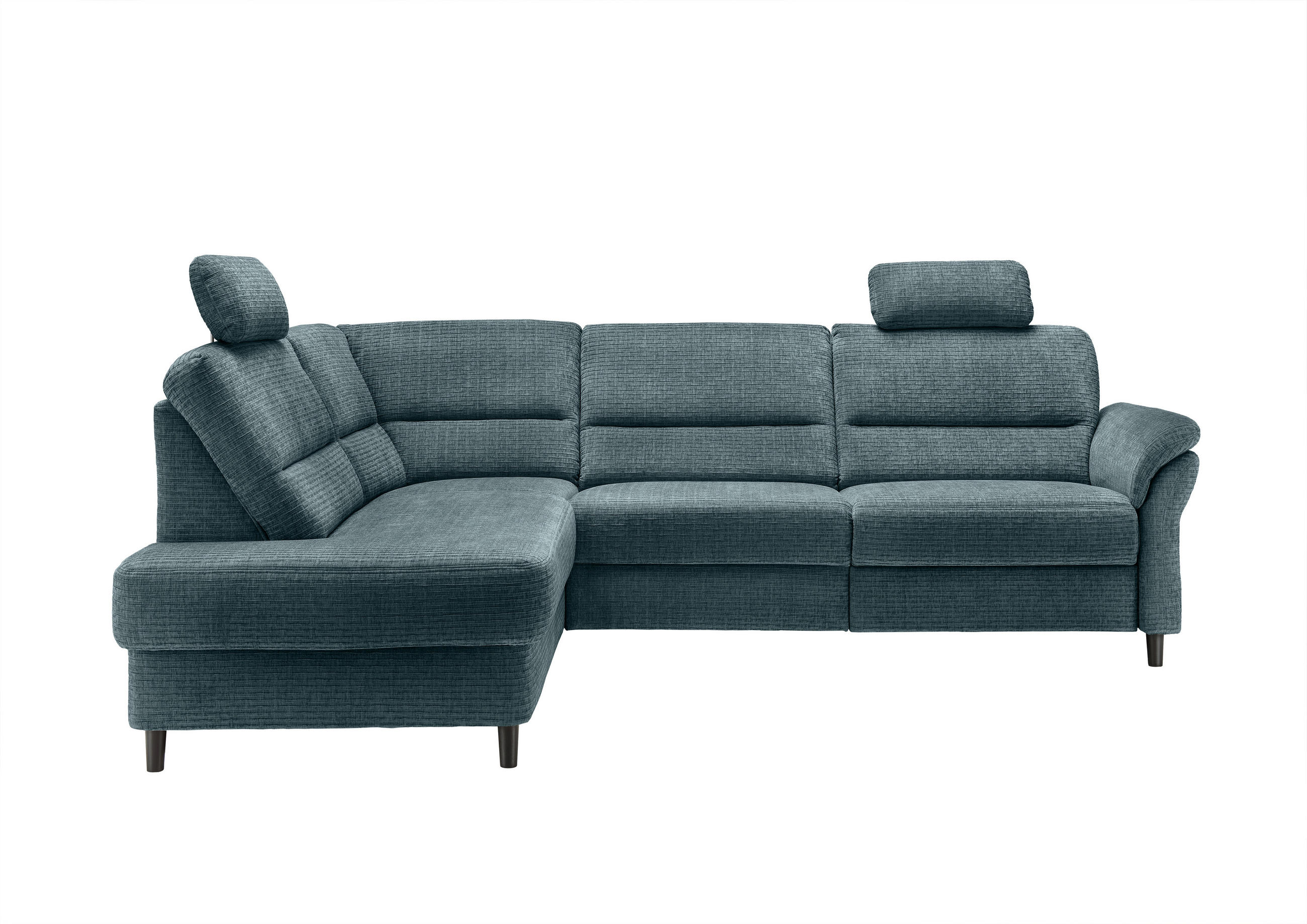 ECKSOFA Blau Mikrofaser  - Blau/Schwarz, MODERN, Holz/Textil (190/266cm) - Livetastic