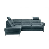 ECKSOFA in Mikrofaser Blau  - Blau/Schwarz, Modern, Holz/Textil (190/266cm) - Livetastic