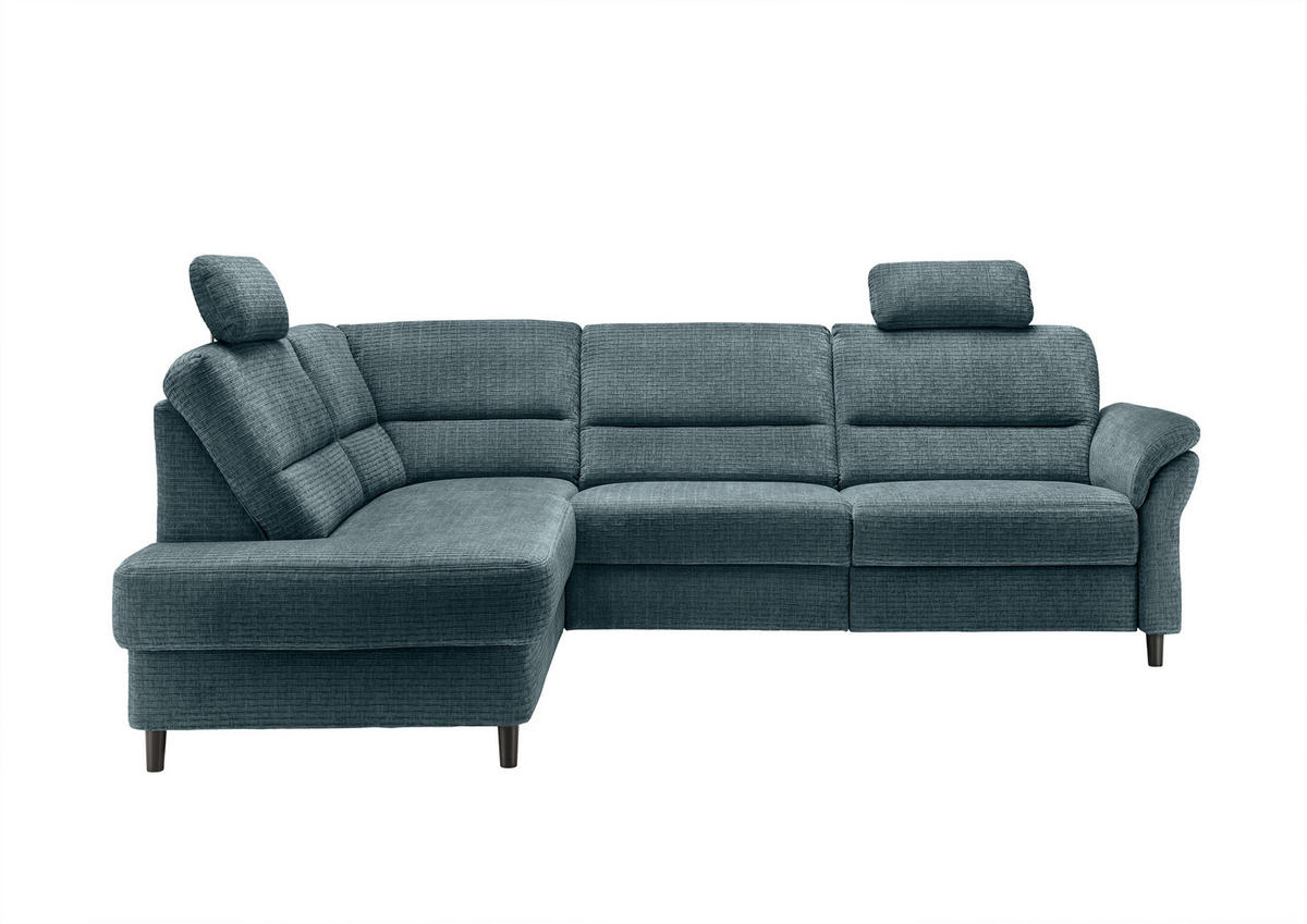 ECKSOFA in Mikrofaser Blau  - Blau/Schwarz, Modern, Holz/Textil (190/266cm) - Livetastic
