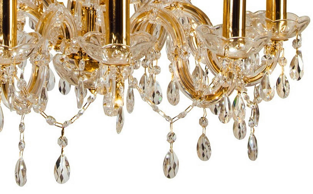 KRISTALL-HÄNGELEUCHTE 62/62/130 cm   - Messingfarben, KONVENTIONELL, Glas/Metall (62/62/130cm)