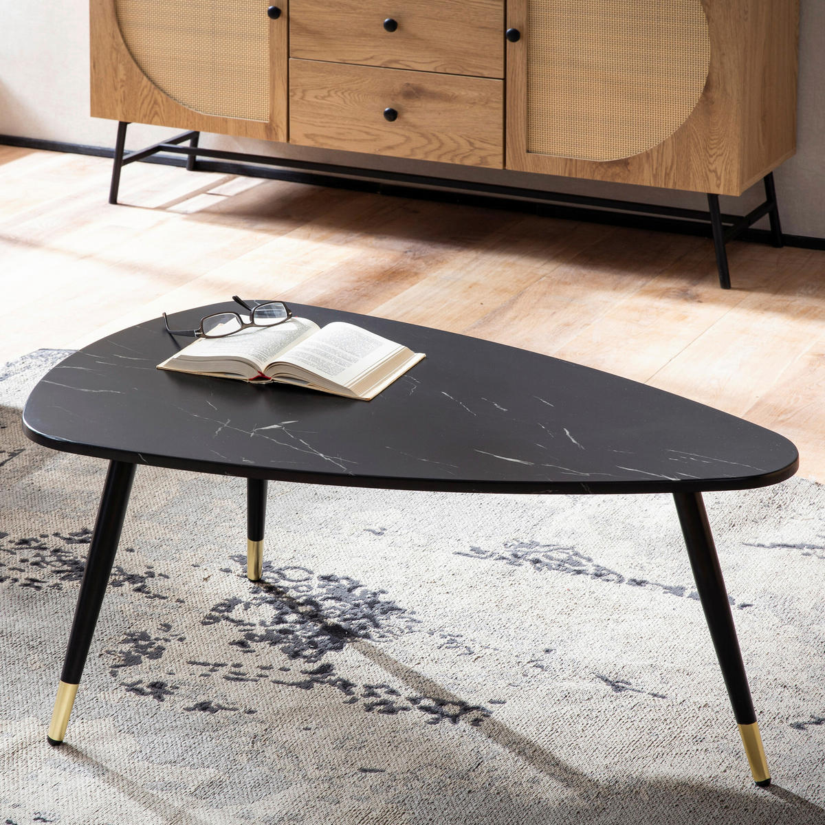 COUCHTISCH in Holzwerkstoff 90/60/41 cm  - Goldfarben/Schwarz, Design, Holzwerkstoff/Metall (90/60/41cm) - MID.YOU