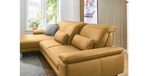 ECKSOFA in Echtleder Gelb 193/332 cm - Gelb/Schwarz, Design, Leder/Metall (193/332cm) - Dieter Knoll