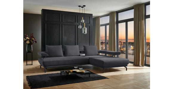 ECKSOFA in Chenille Dunkelgrau 305/224 cm - Dunkelgrau/Schwarz, Design, Textil/Metall (305/224cm) - Dieter Knoll
