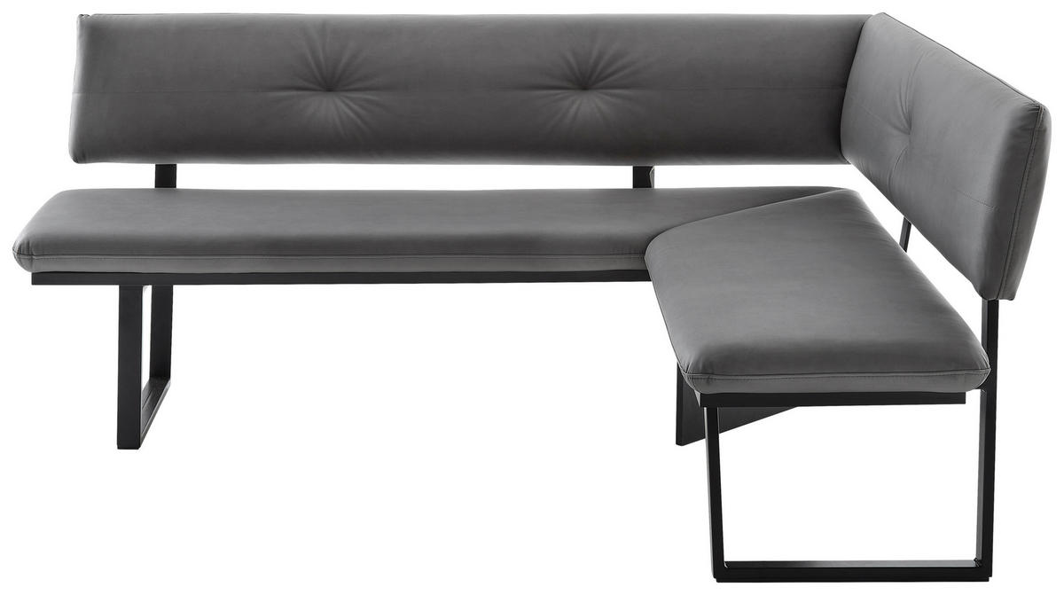ECKBANK 180/140 cm beschichtet Schwarz, Dunkelgrau   - Dunkelgrau/Dunkelbraun, MODERN, Textil/Metall (180/140cm) - Cantus