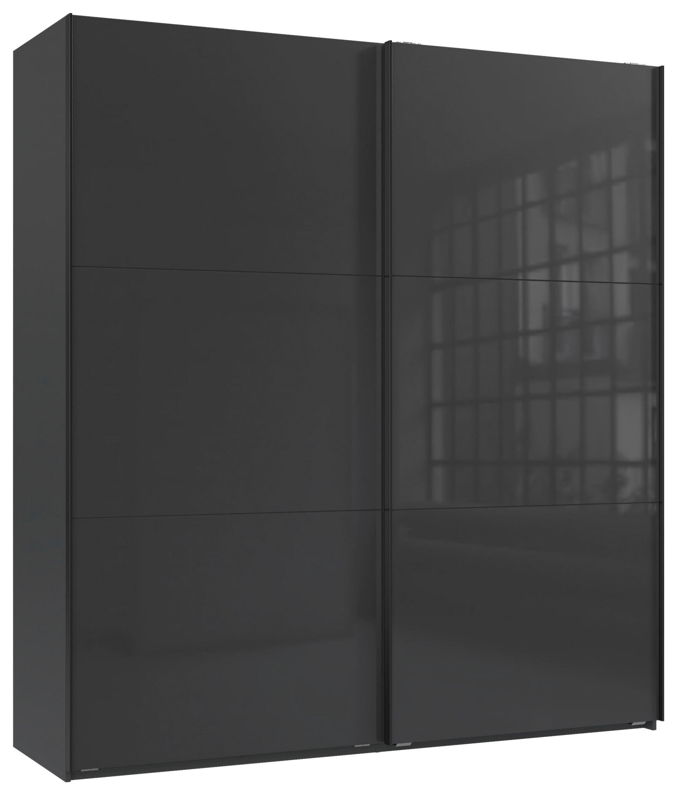 SCHWEBETÜRENSCHRANK 200/216/65 cm 2-türig Graphitfarben, Grau  - Schwarz/Graphitfarben, KONVENTIONELL, Glas/Holzwerkstoff (200/216/65cm) - Stylife