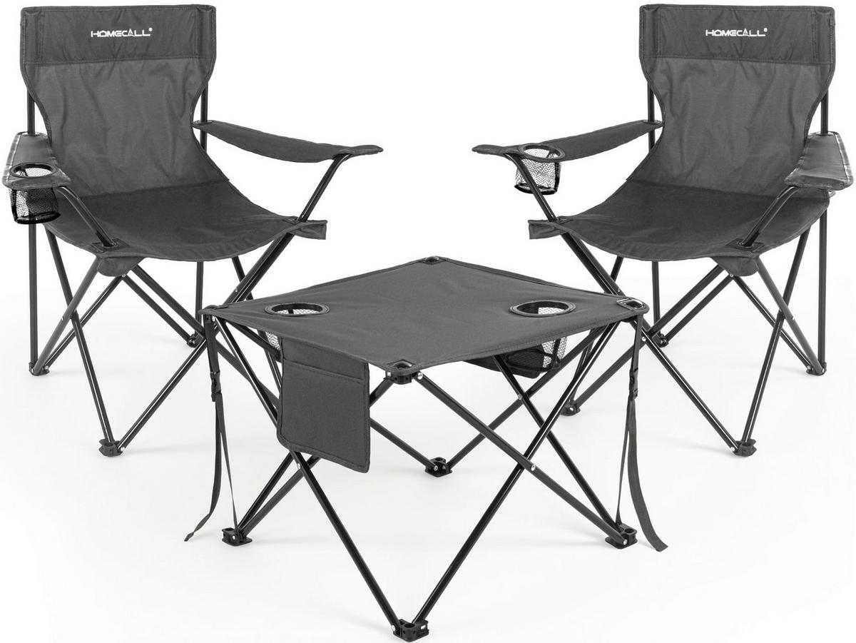 CAMPINGGARNITUR - Schwarz, Basics, Textil/Metall (43/79/43cm) - Modante