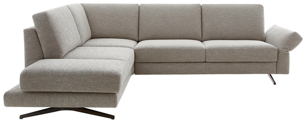 ECKSOFA in Flachgewebe Beige  218/259 cm  - Beige/Schwarz, Design, Textil/Metall (218/259cm) - Koinor