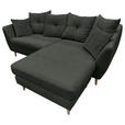 ECKSOFA Dunkelgrün Feincord  - Dunkelgrün/Buchefarben, KONVENTIONELL, Holz/Textil (211/154cm) - Carryhome