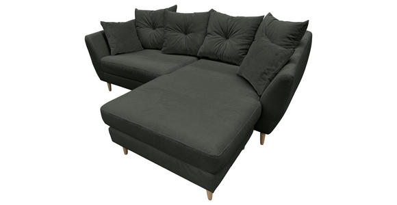 ECKSOFA Dunkelgrün Feincord - Dunkelgrün/Buchefarben, KONVENTIONELL, Holz/Textil (211/154cm) - Carryhome