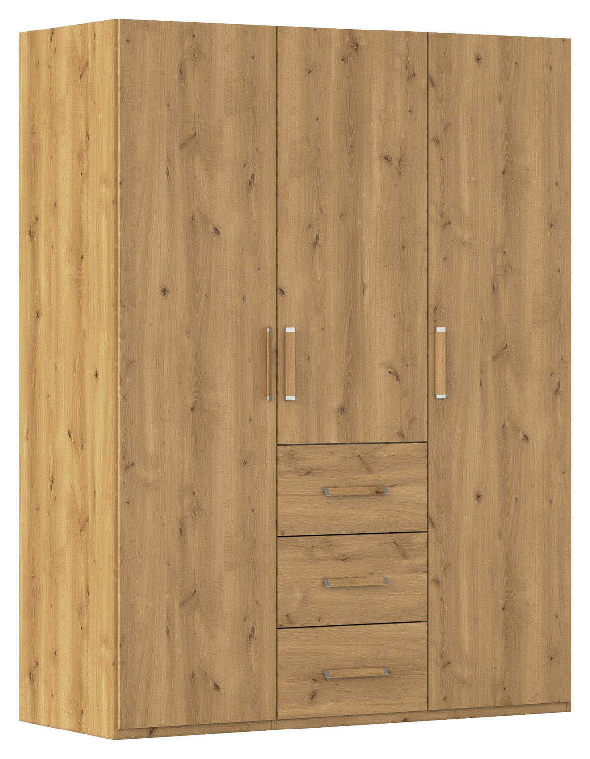 DREHTÜRENSCHRANK  in Eichefarben  - Eichefarben/Silberfarben, Design, Holzwerkstoff/Kunststoff (151/197/60cm) - Novel