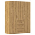 DREHTÜRENSCHRANK in Eichefarben - Eichefarben/Silberfarben, Design, Holzwerkstoff/Kunststoff (151/197/60cm) - Novel