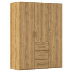 DREHTÜRENSCHRANK  in Eichefarben  - Eichefarben/Silberfarben, Design, Holzwerkstoff/Kunststoff (151/197/60cm) - Novel