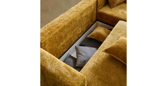 ECKSOFA in Chenille Goldfarben  - Goldfarben/Schwarz, Design, Kunststoff/Textil (307/194cm) - Carryhome