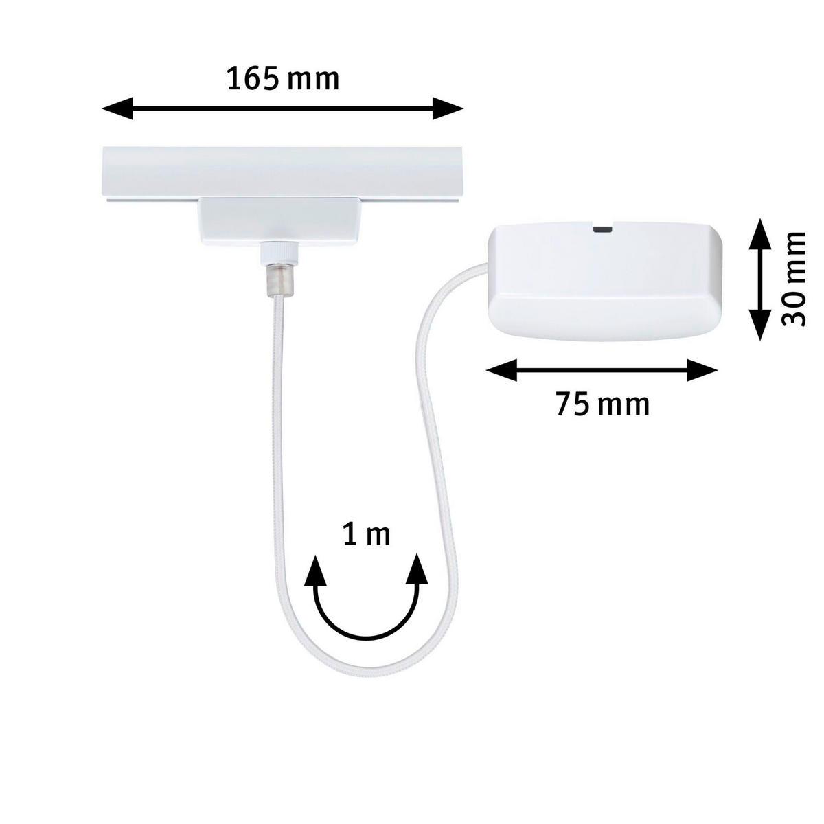 SCHIENENSYSTEM-EINSPEISER URail Kabeleinspeisung m.1000W 16,5/100 cm   - Weiß, Basics, Metall (16,5/100cm) - Paulmann