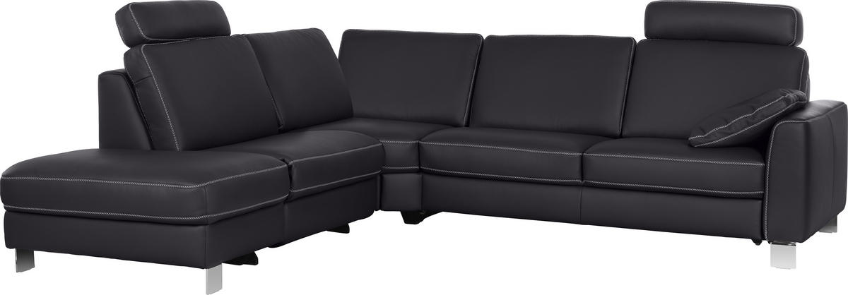 ECKSOFA in Echtleder Anthrazit  - Chromfarben/Anthrazit, Konventionell, Leder/Metall (293/272cm) - Valdera