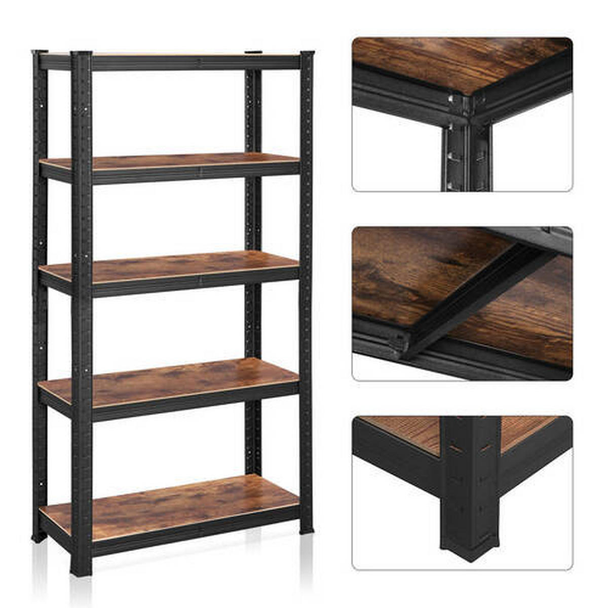 SCHWERLASTREGAL 30/150/75 cm  - Schwarz/Braun, Basics, Holzwerkstoff/Metall (30/150/75cm) - Boxxx