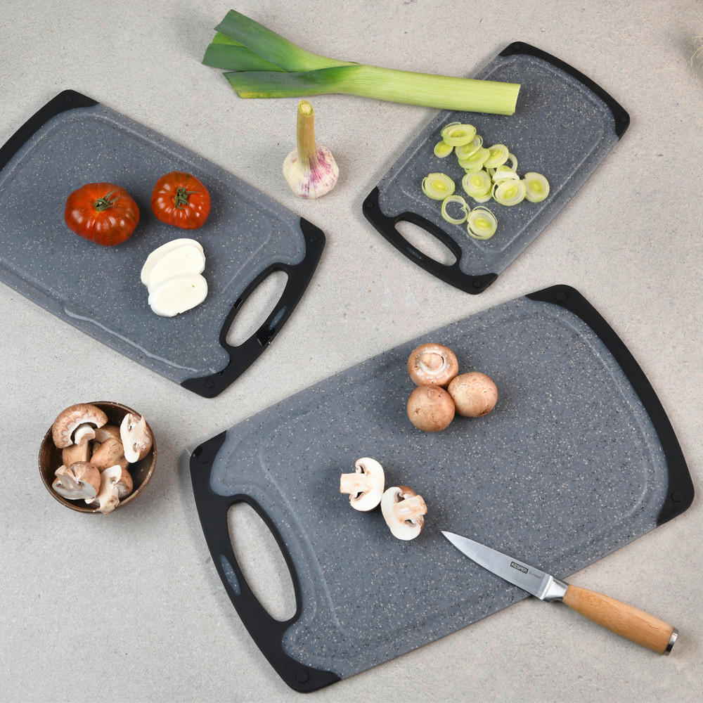 SCHNEIDEBRETT-SET 3-teilig     - Grau, Basics, Kunststoff - Kesper