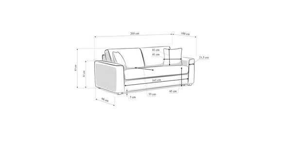 SCHLAFSOFA Webstoff Grauweiß  - Grauweiß/Schwarz, Design, Kunststoff/Textil (205/83/100cm) - Xora