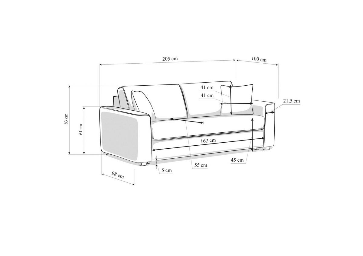 SCHLAFSOFA  in Webstoff Creme  - Creme/Schwarz, Design, Kunststoff/Textil (205/83/100cm) - Xora