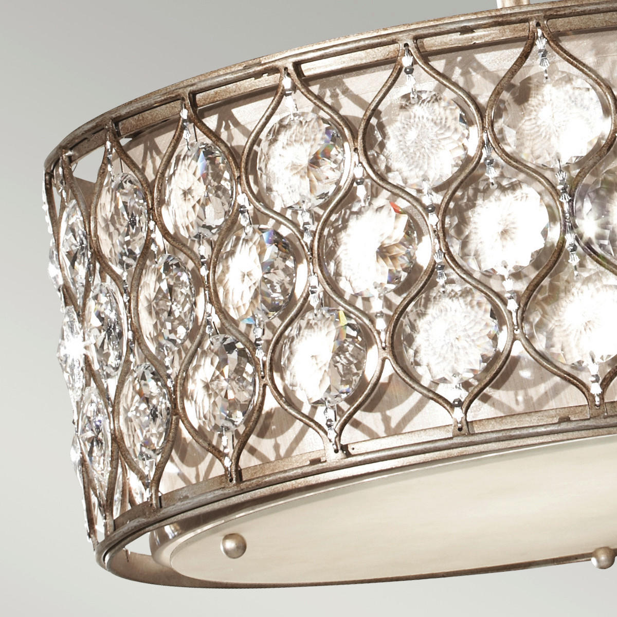 HÄNGELEUCHTE 46/36 cm    - Silberfarben, Konventionell, Glas/Textil (46/36cm) - Elstead Lighting