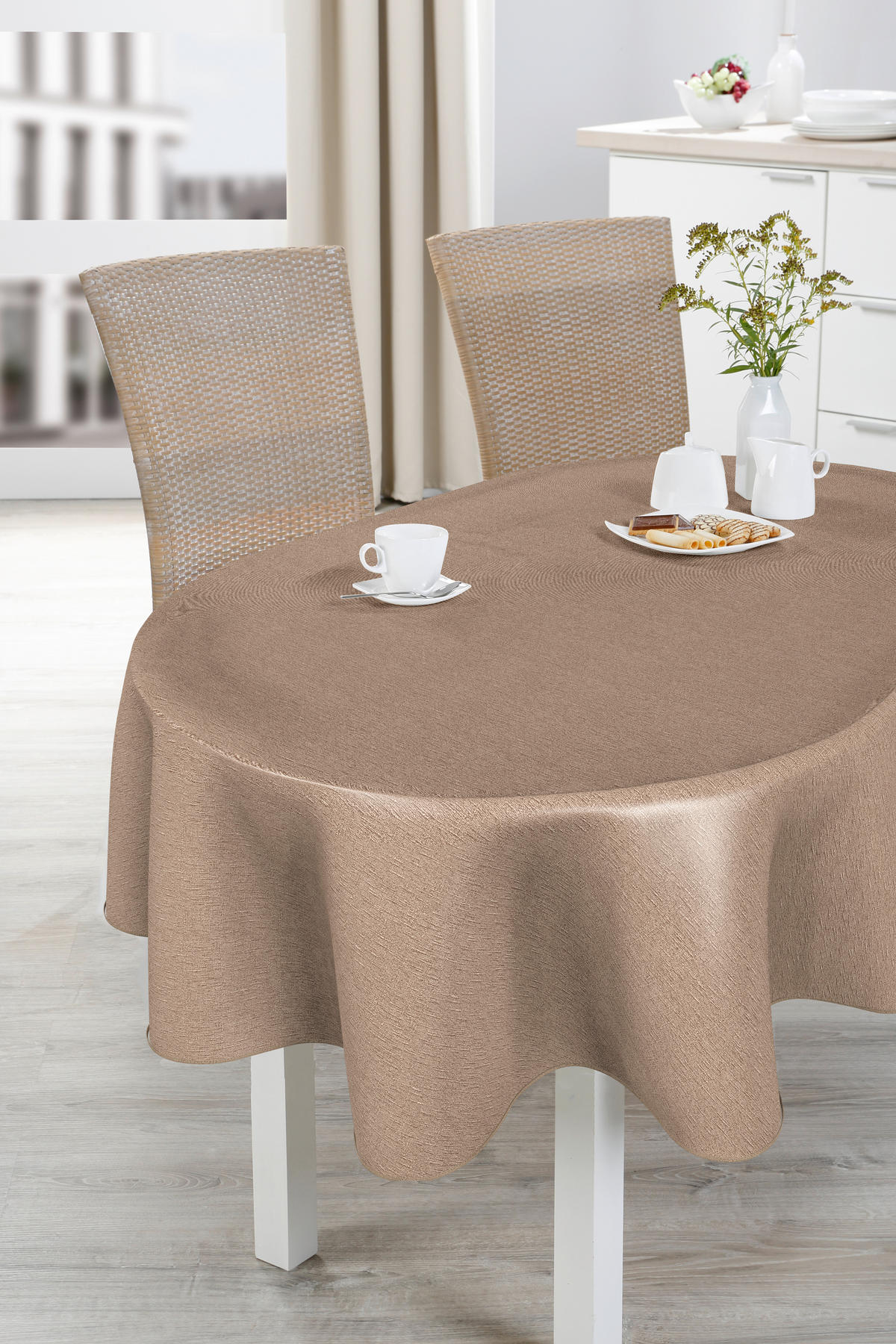 TISCHDECKE MILANO Textil Braun 140/190 cm  - Braun, Basics, Textil (140/190cm) - Peyer Syntex