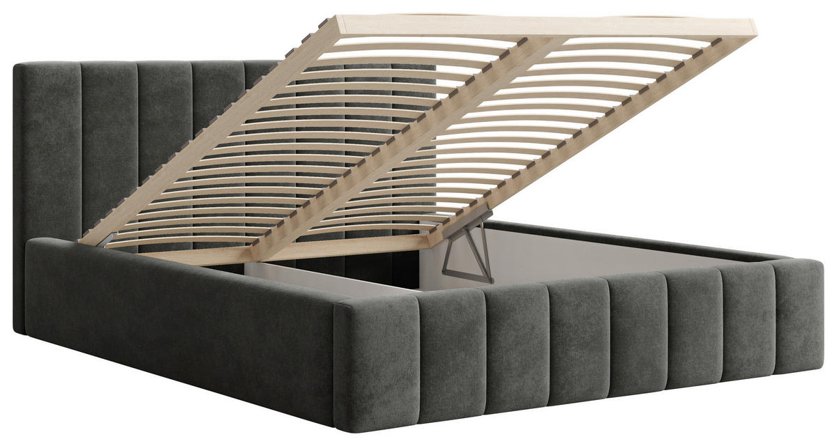 POLSTERBETT Lattenrost, Bettkasten Anthrazit 140/200 cm  - Anthrazit/Schwarz, MODERN, Holz/Kunststoff (140/200cm) - MID.YOU