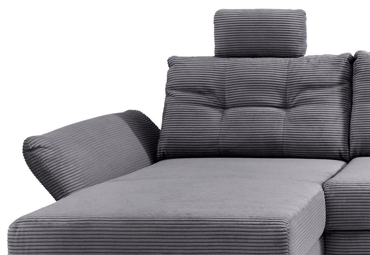 WOHNLANDSCHAFT in Cord Grau  - Naturfarben/Grau, Modern, Holz/Textil (176/338-352/206cm) - Livetastic