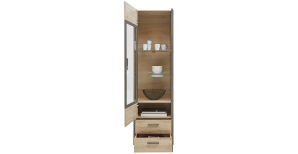 VITRINE in Eiche Artisan  - Eiche Artisan/Grau, Design, Glas/Holzwerkstoff (57/205/41cm) - Hom`in