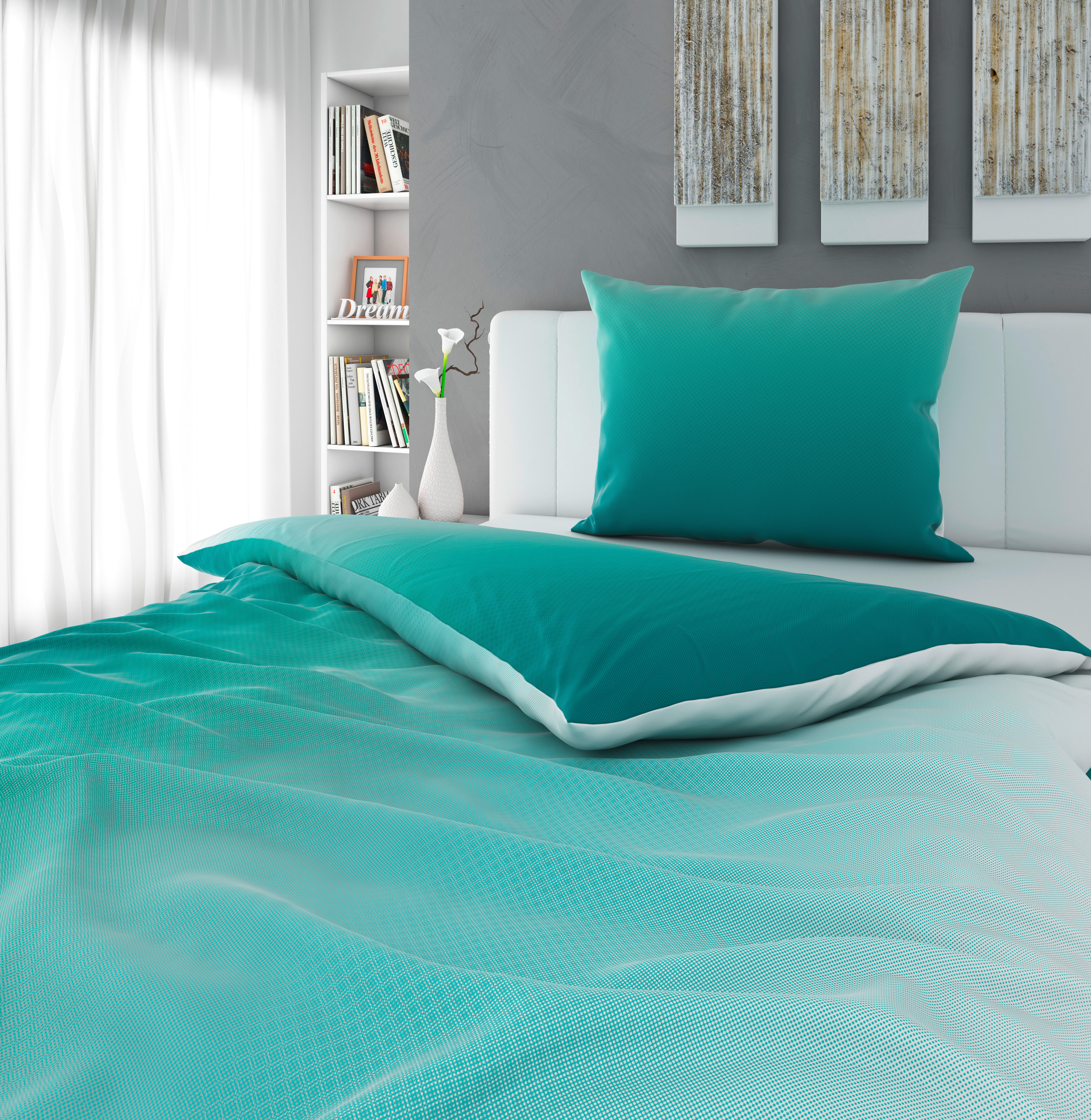 BETTWÄSCHE KALIO Satin 140/200 cm  - Türkis/Blau, KONVENTIONELL, Textil (140/200cm) - Esposa