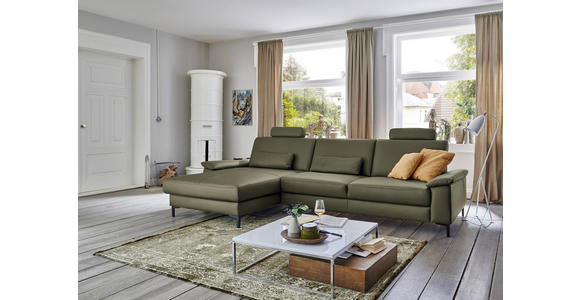 ECKSOFA in Echtleder Waldgrün 176/334 cm - Waldgrün/Schwarz, Design, Leder/Metall (176/334cm) - Dieter Knoll
