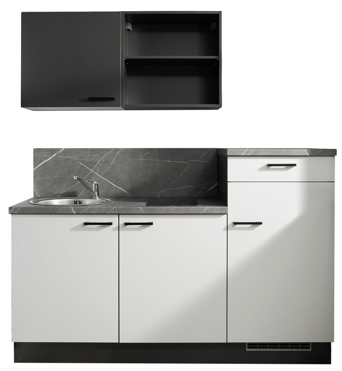 KÜCHENBLOCK 180 cm   in Graphitfarben, Hellgrau  - Dunkelgrau/Hellgrau, Design, Holzwerkstoff/Metall (180cm) - Pino