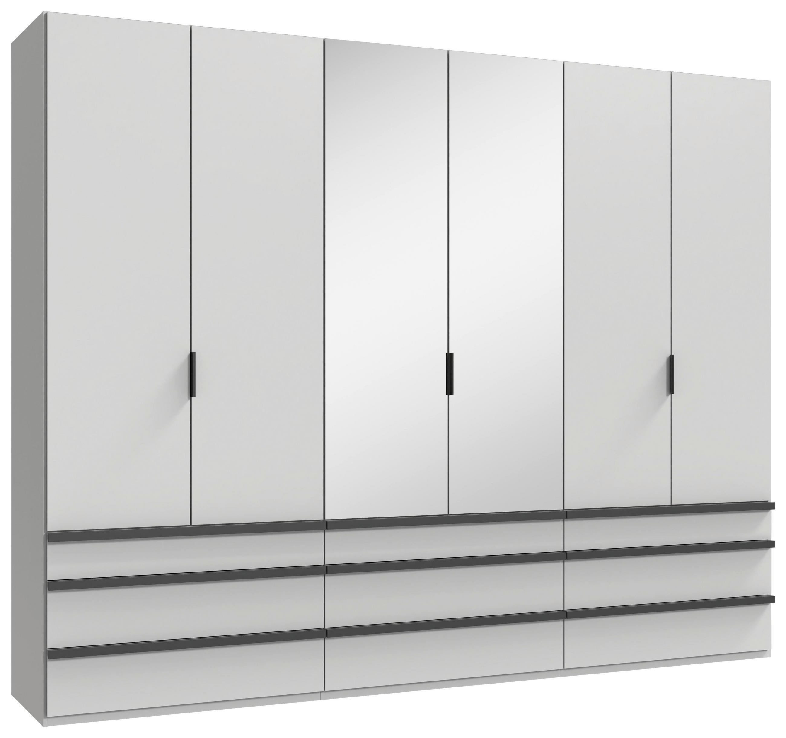 FALTTÜRENSCHRANK 300/216/58 cm 6-türig Weiß  - Schwarz/Weiß, Design, Glas/Holzwerkstoff (300/216/58cm) - Boxxx