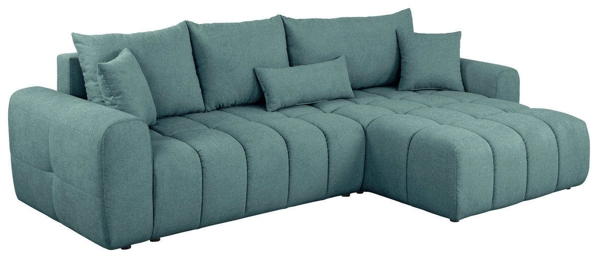 ECKSOFA in Velours Petrol  - Petrol/Schwarz, Konventionell, Kunststoff/Textil (298/168cm) - Carryhome