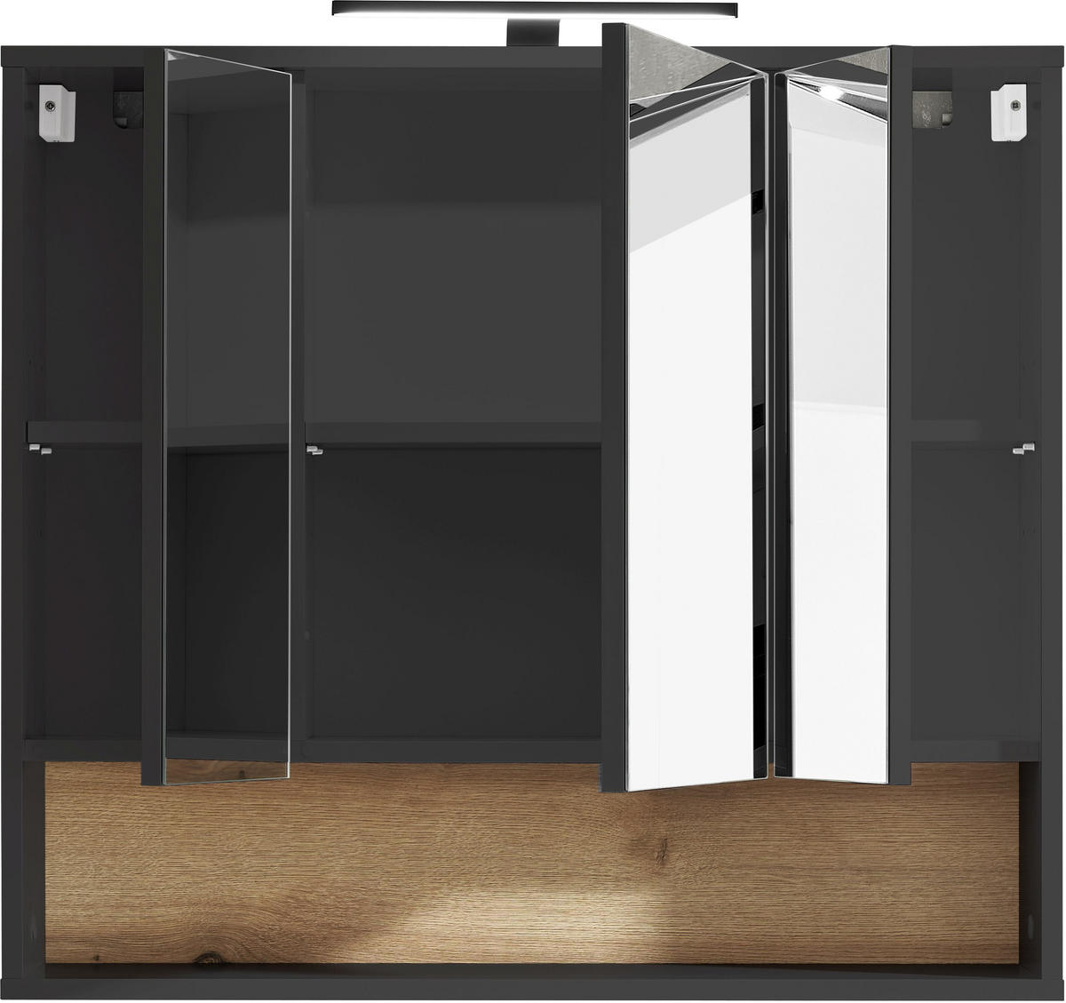 SPIEGELSCHRANK 80/72/21 cm  - Eichefarben/Anthrazit, KONVENTIONELL, Glas/Holzwerkstoff (80/72/21cm) - home24