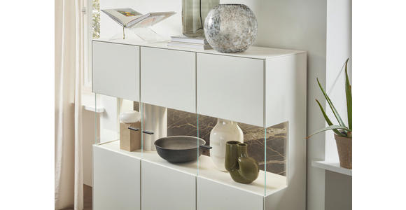 HIGHBOARD Weiß  121,9/121,5/45,2 cm  - Schwarz/Weiß, Design, Glas/Keramik (121,9/121,5/45,2cm) - Dieter Knoll