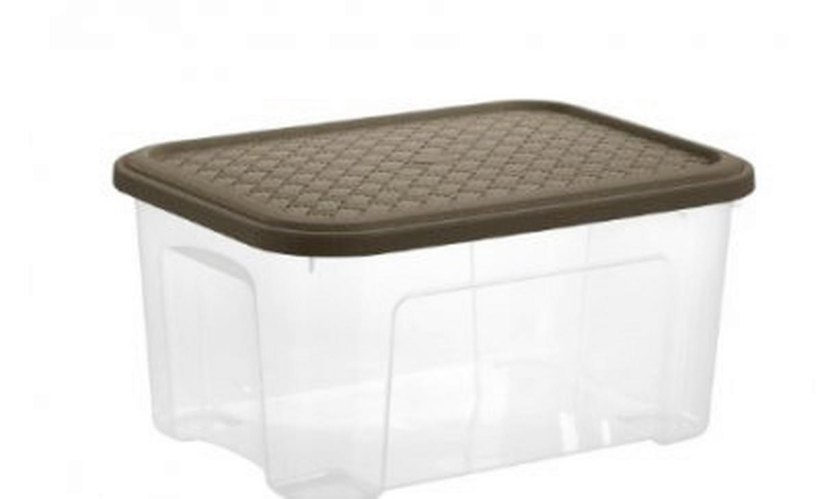 BOX S VÍKEM 13l l - hnědá, Basics, plast (37,7/27,7/18.8cm)