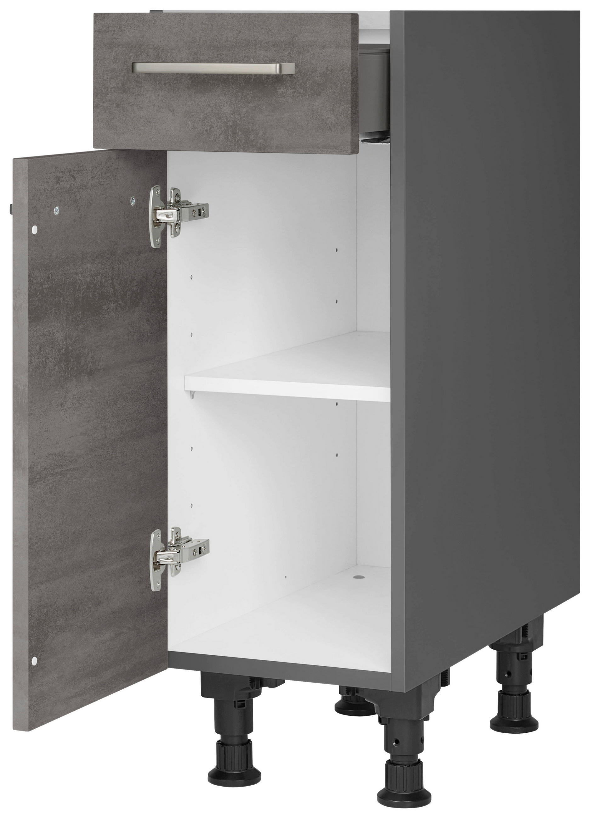SCHUBKASTENUNTERSCHRANK 30/87/56 cm in Schieferfarben - Schieferfarben/Edelstahlfarben, MODERN, Holzwerkstoff/Metall (30/87/56cm) - Nobilia