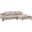 ECKSOFA in Chenille Greige  - Greige/Schwarz, MODERN, Textil/Metall (290/182cm) - Hom`in