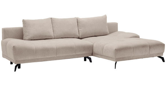 ECKSOFA in Chenille Greige  - Greige/Schwarz, MODERN, Textil/Metall (290/182cm) - Hom`in