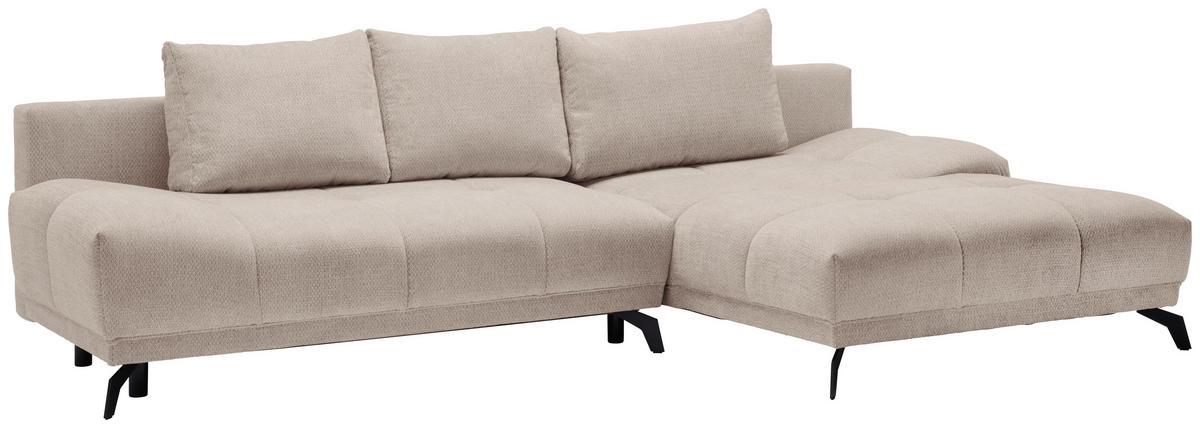 ECKSOFA in Chenille Greige  - Greige/Schwarz, Modern, Textil/Metall (290/182cm) - Hom`in
