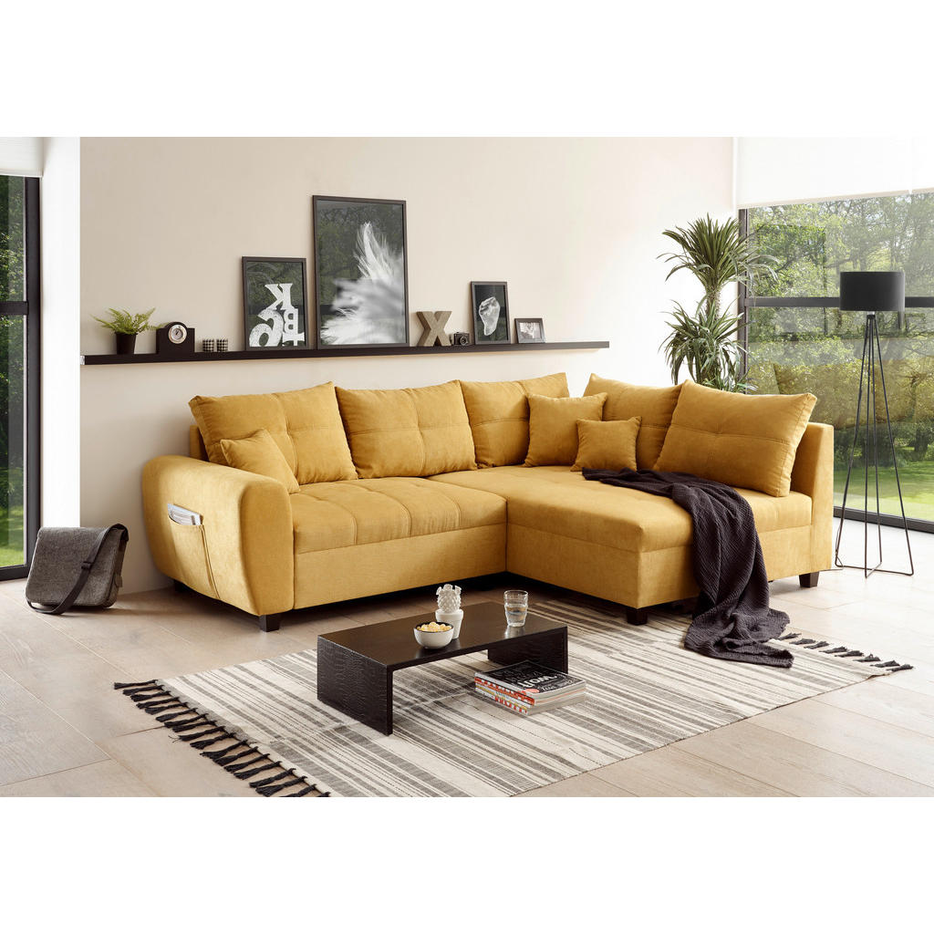 Thumbnail - Mid.you Ecksofa, Gelb, Textil, Ottomane rechts, L-Form, 248x176 cm, seitenverkehrt erhältlich, Rücken echt, Wohnzimmer, ...