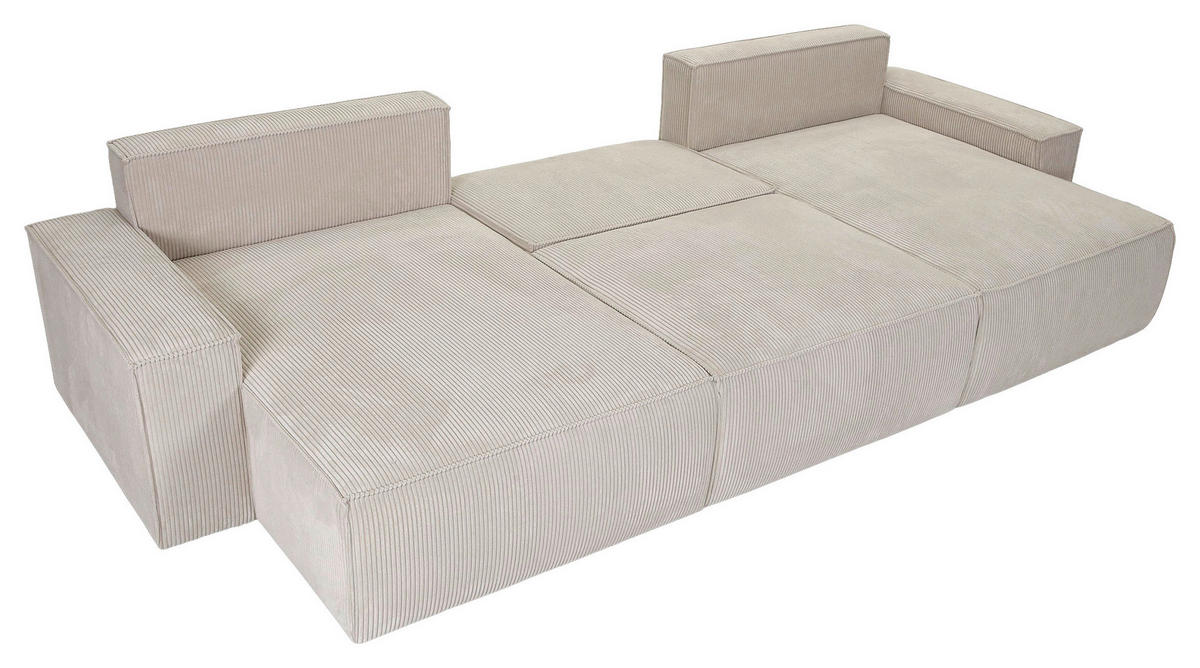 WOHNLANDSCHAFT Naturfarben Cord  - Schwarz/Naturfarben, KONVENTIONELL, Kunststoff/Textil (155/348/155cm) - Carryhome