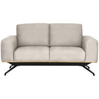 2-SITZER-SOFA in Struktur Creme  - Creme/Schwarz, Design, Holz/Textil (166/85-104/95cm) - Novel